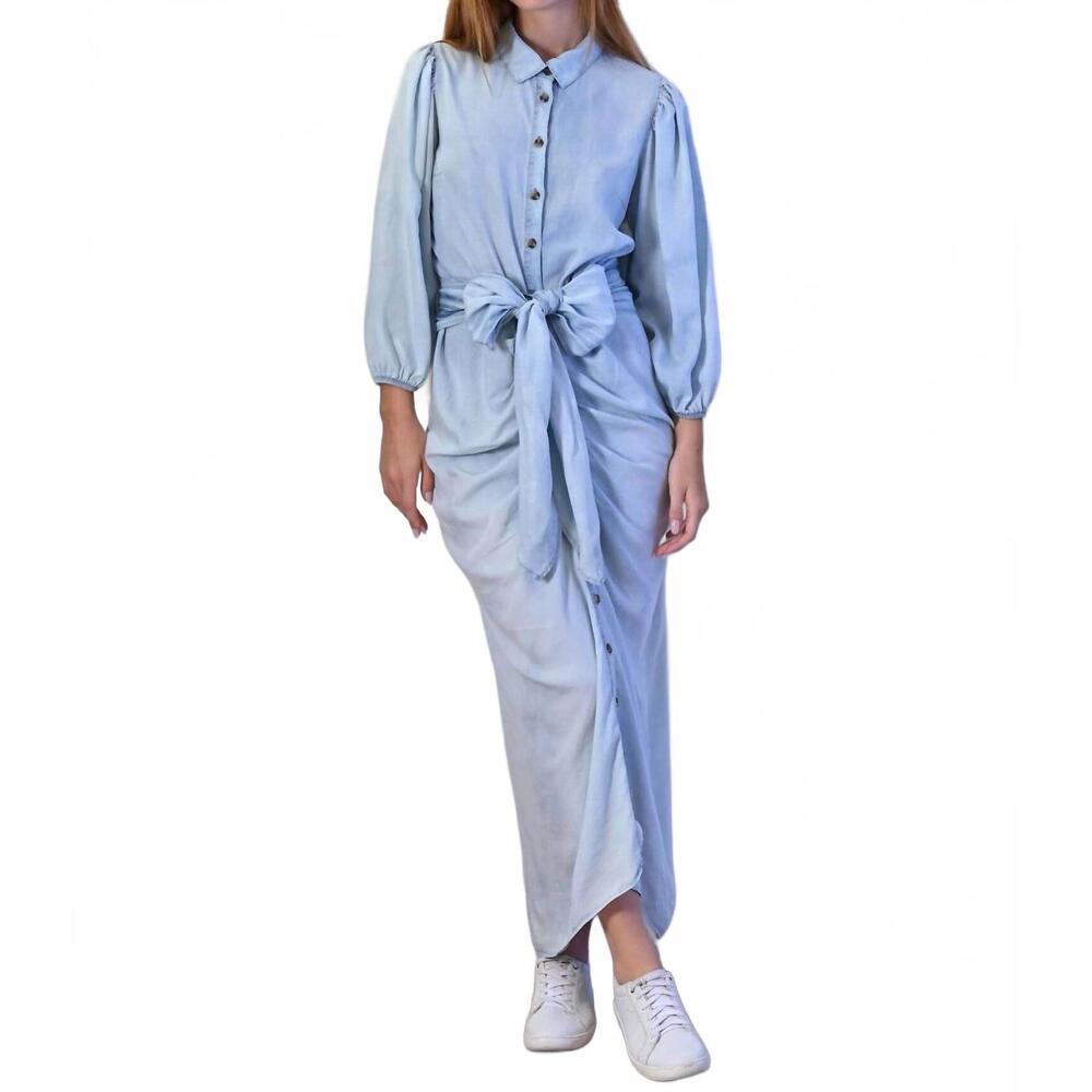 NEW ROSLYN button down denim dress in blue
